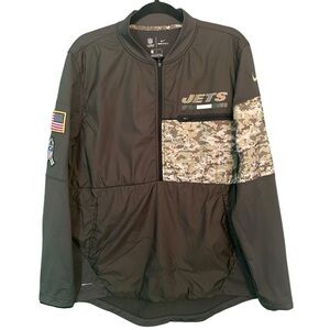 Nike Jets Salute To Service Camo NFL Jacket M Half Zip OnField Military USA‎